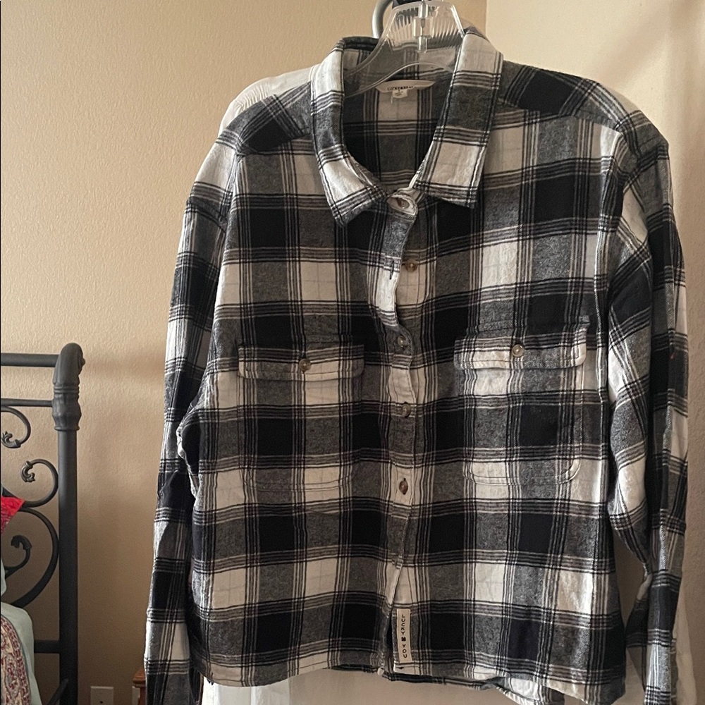 Lucky Brand Black and White Plaid Women's Shirt
